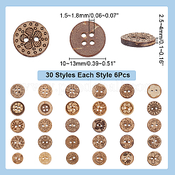 18 Bags 3 Styles 2-Hole Coconut Buttons&nbsp;DIY-AR0004-66