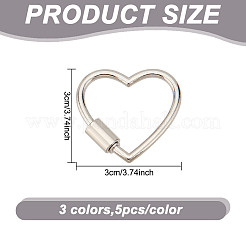 15Pcs 3 Colors Alloy Screw Carabiner Lock Charms&nbsp;FIND-AN0001-12