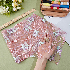 2 Yards Polyester Lace Embroidery Fabric&nbsp;DIY-CY0003-01A