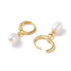 Natural Pearl Beads Drop Huggie Hoop Earrings for Women&nbsp;EJEW-JE04757-03