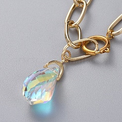 AB Color Half Electroplated Glass Anklets&nbsp;X-AJEW-AN00283