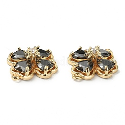 Brass Pave Clear Cubic Zirconia Connector Charms&nbsp;KK-B072-09G