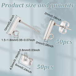 100Pcs 2 Styles 304 Stainless Steel Stud Earring Findings&nbsp;FIND-GO0002-56