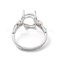 Rhodium Plated 925 Sterling Silver Cubic Zirconia Adjustable Ring Components&nbsp;STER-C011-15P