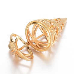 Hollow Brass Cone Cage Pendants&nbsp;KK-E671-27G