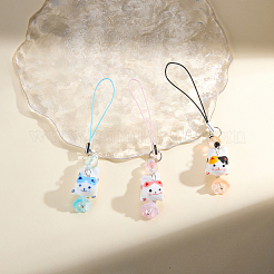 3Pcs Handmade Lampwork & Glass Mobile Straps&nbsp;HJEW-JOY00006