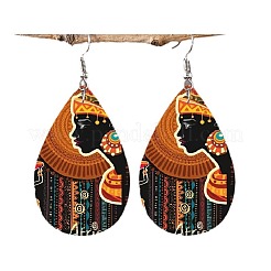 Teardrop with Human Pattern Alloy Acrylic Dangle Earrings&nbsp;FS-WGD41F0-01