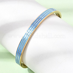 304 Stainless Steel Enamel Striped Hinged Cuff Bangles for Women&nbsp;SA-CBAC920-06G