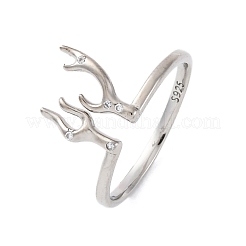 Antler Shape 925 Sterling Silver Micro Pave Cubic Zirconia Cuff Rings for Women&nbsp;RJEW-U046-01PG
