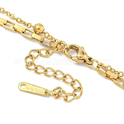Ion Plating(IP) 201 Stainless Steel & Plastic Pearl Double Layered Necklaces&nbsp;NJEW-K270-23G
