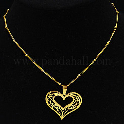 Hollow Out Heart 201 Stainless Steel Pendant Necklaces for Women&nbsp;FS-WG1E05F-02