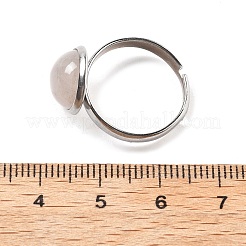 Half Round Natural Rose Quartz Finger Rings&nbsp;RJEW-M062-01P-39