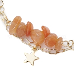 3Pcs 3 Styles Natural Red Aventurine & Natural Amethyst & Opalite Chip Multi-Strand Bracelet Sets&nbsp;BJEW-JB10500