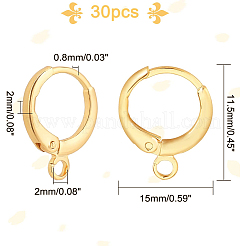 30Pcs Brass Huggie Hoop Earring Findings&nbsp;KK-PH0002-85