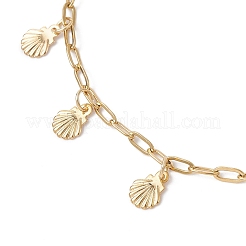 304 Stainless Steel Shell Shape Tassle Paperclip Chain Anklets&nbsp;AJEW-AN00751