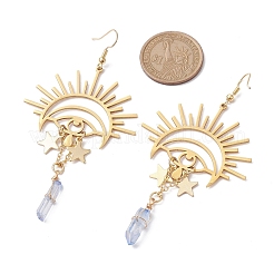 Natural Quartz Crystal & 201 Stainless Steel Dangle Earrings&nbsp;EJEW-TA00427