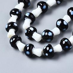 Mushroom Handmade Lampwork Beads Strands&nbsp;X-LAMP-R116-11