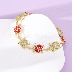 Brass Micro Pave Clear Cubic Zirconia Link Bracelets for Women&nbsp;BJEW-H209-05G
