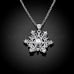 Fashion Popular Brass Cable Chain Snowflake Cubic Zirconia Pendant Necklace&nbsp;NJEW-BB00231