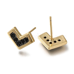 Rack Plating Brass Micro Pave Cubic Zirconia Stud Earring&nbsp;EJEW-C101-12G