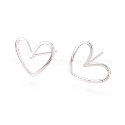Brass Heart Stud Earrings&nbsp;KK-S348-124S