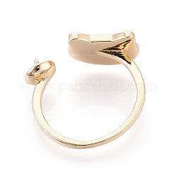 Cat Shape Brass Shell Cuff Ring Settings&nbsp;KK-T076-65G