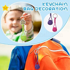 16Pcs 8 Colors Polyester & Spandex Cord Braided Ball Keychain for Jewelry Making DIY Crafts&nbsp;KEYC-CJ0001-05