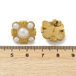 304 Stainless Steel Plastic Pearl Stud Earrings&nbsp;EJEW-U070-03A-G