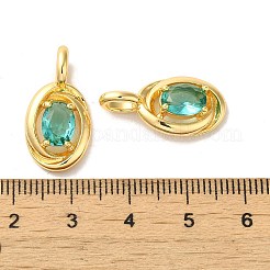 Brass Micro Pave Dark Cyan Cubic Zirconia Pendants&nbsp;KK-H461-02G