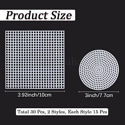 30Pcs 2 Styles DIY Flat Round & Square Plastic Canvas Shapes&nbsp;DIY-CP0012-40
