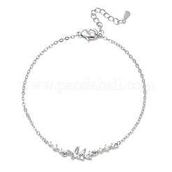 Brass Pave Clear Cubic Zirconia Link Bracelets&nbsp;KK-CBA6980-22P