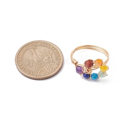 Natural & Synthetic Mixed Gemstone Teardrop Finger Ring&nbsp;RJEW-JR00652