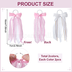 4Pcs 2 Colors Polyester Single Face Satin Ribbon with Plastic Pearl Shoes Charms&nbsp;HJEW-PH02579