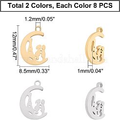 16Pcs 2 Colors Valentine's Day 304 Stainless Steel Charms&nbsp;STAS-UN0030-74