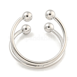Non-Tarnish Round Ball 304 Stainless Steel Open Cuff Finger Rings for Women&nbsp;RJEW-P114-11P