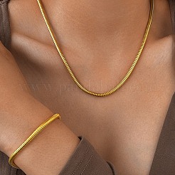 304 Stainless Steel Round Snake Chain Necklaces & Bracelets Sets for Men Women&nbsp;SJEW-F225-01G