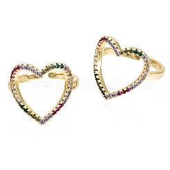 Brass Micro Pave Cubic Zirconia Cuff Rings&nbsp;RJEW-S044-104-NF