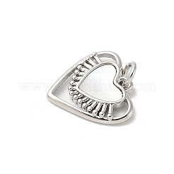 Brass Pave Natural White Shell Heart Charms with Jump Rings&nbsp;KK-S522-08A-P
