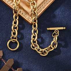 PVD Vacuum Plating 304 Stainless Steel Cable Chain Bracelets&nbsp;BJEW-G618-04G