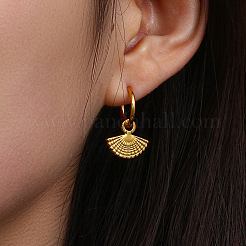 304 Stainless Steel Fan Shaped Huggie Hoop Earrings&nbsp;UO2750