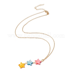 Natural Shell Star Pendant Necklace with 304 Stainless Steel Chains for Women&nbsp;NJEW-C016-11G