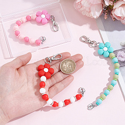 3Pcs Flower Handmade Polymer Clay & Silicone Pendant Decorations&nbsp;HJEW-PH02452