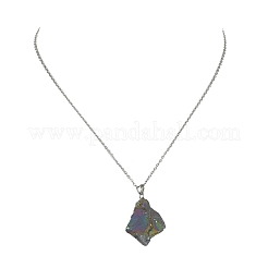 Natural Quartz Crystal Nugget Pendant Necklace with 304 Stainless Steel Chains&nbsp;NJEW-JN04385-02