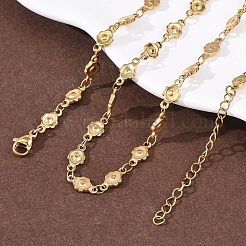 5.5MM 304 Stainless Steel Flower Link Chain Necklaces&nbsp;NJEW-P346-01G