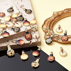 30Pcs 6 Styles Printed Alloy Enamel Pendants&nbsp;ENAM-CJ0005-11