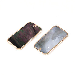 Natural Black Lip Shell Pendants with Golden Brass Edge&nbsp;BSHE-T014-22