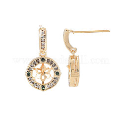 Brass Micro Pave Cubic Zirconia Stud Earring Findings&nbsp;KK-S364-063