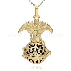 Golden Tone Brass Hollow Round Cage Pendants&nbsp;KK-J242-04G