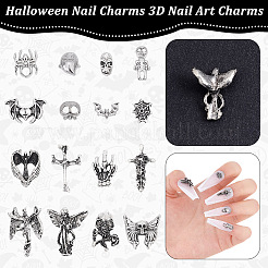 64Pcs 16 Styles Halloween Themed Alloy Cabochons&nbsp;DIY-GA0007-20