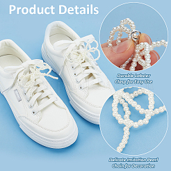 2 Pairs 2 Styles Bowknot ABS Imitation Pearl Shoe Lace Decorations&nbsp;DIY-FG0006-57